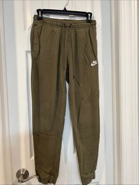 Nike Olive Green Athletic Joggers with White Logo